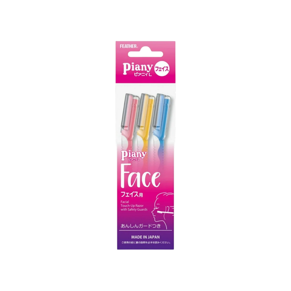 Feather Piany Face Razor with Safety Caps 3-Piece Pack PI-L JAPAN