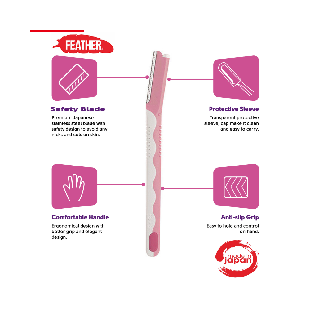 Feather Piany Face Razor with Safety Caps 3-Piece Pack PI-L JAPAN - Image 3