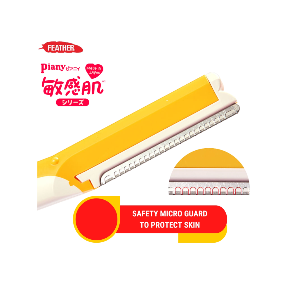 Feather Piany Face Razor with Safety Caps 3-Piece Pack PI-L JAPAN - Image 2